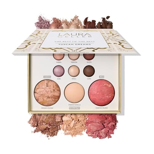 Image of LAURA GELLER NEW YORK The Best of the Best Baked Starter Kit Palette - Tuscan Dreams - Full Size - Includes Bronzer, Blush, Highlighter and 6 Eyeshadows - Travel-Friendly