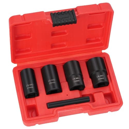 Image of Nutmanel Impact Bolt Extractor Set - 5pcs 1/2" Drive Socket Tool With 17/19/21/22mm Nuts for Removing Damaged, Frozen, Rusted, Rounded-Off Bolts