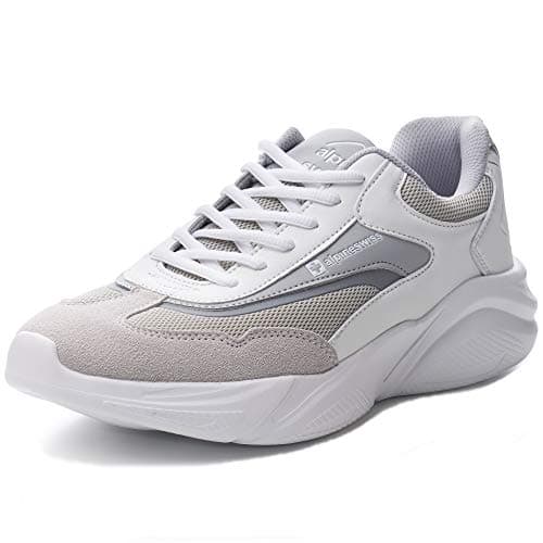 Image of alpine swiss Stuart Mens Chunky Fashion Sneakers, White Gray, 9