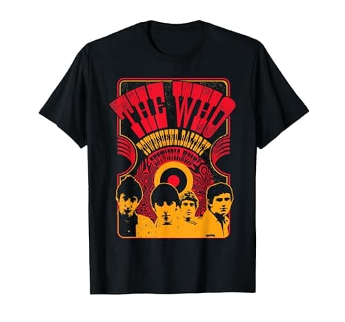 Image of The Who Official Psych Panel Retro T-Shirt T-Shirt, Men, Black, Large