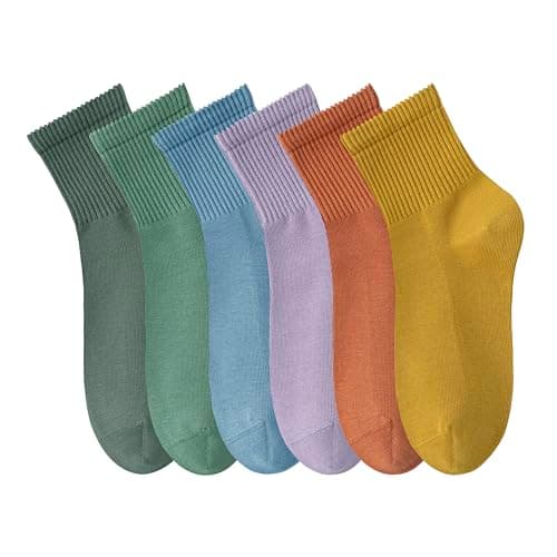Image of MAGIARTE Womens Mini Crew Ankle Socks Pure Cotton Athletic Casual Mutil Color Socks for Women 6-Pack(Mini Crew #07-UK)