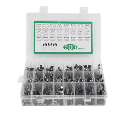 Image of Hailege 500pcs Electrolytic Capacitor Kit 0.1uF-1000uF 24 Values Mixed DIP Electrolytic Capacitors Assortment Kit 10V/16V/25V/50V with Storage Box
