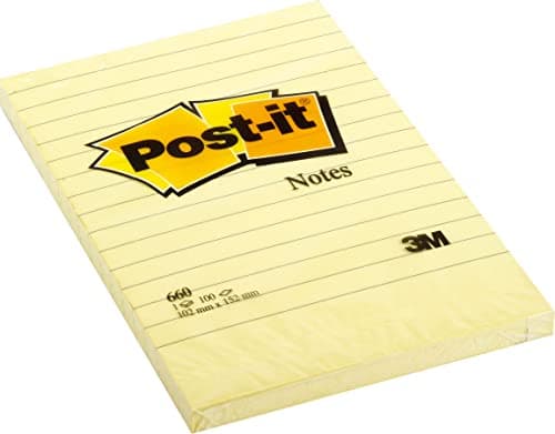 Image of Post-it Notes Large Feint Ruled Pad of 100 Sheets 102x152mm Yellow Ref 660YE