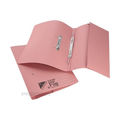 Image of [5 Pack] Pink Foolscap Pocket Transfer Spring Files 285gsm 32mm Capacity