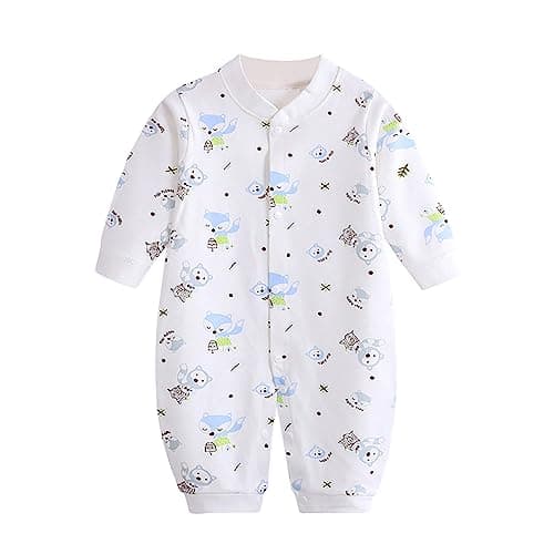 Image of Baby Soft Warm Fuzzy Fleece Romper Sleepsuit Pyjamas 1Piece Jumpsuit for Girls Boys Baby Clothes Newborn Bodysuits Romper Set, Comfortable Pajamas for Baby Girls and Boys (E-White, 6-9 Months)