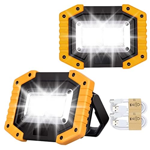 Image of Beizkna 30W LED Work Light Rechargeable Portable COB Battery Floodlight Super Bright 2000Lm Outdoor Security Light USB Waterproof Lamp for Camping Hiking Fishing Emergency Garage Workshop (2 Pack)