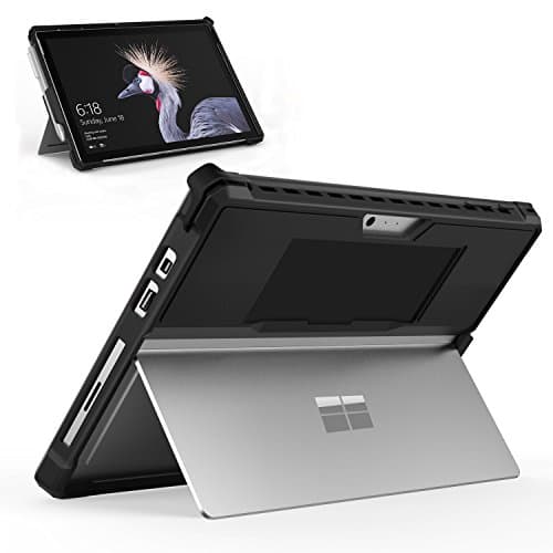 Image of MoKo Case Fit Microsoft Surface Pro 7 Plus/Pro 7, All-In-One Protective Rugged Cover Case with Pen Holder Hand Strap, Compatible with Type Cover Keyboard, Black