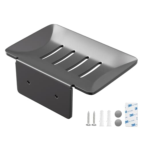 Image of PHX Grove Space aluminum Hidden-Mount Soap Dish – Screw & Adhesive Wall-Mounted Soap Holder with Drainage, Rustproof Bar Soap Tray for Bathroom & Kitchen