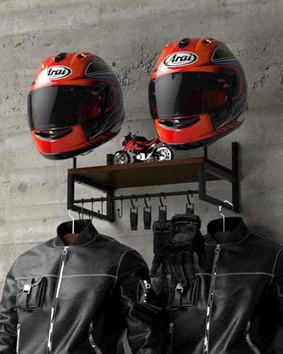 Image of Vieshful Motorcycle Helmet Holder Wall Mount, Helmet Stand with 4 Glove Clips, Helmet Hanger for Motorcycle Accesories Storage