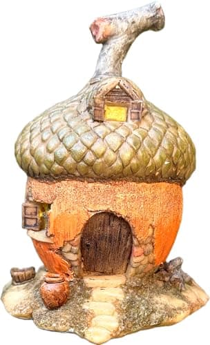 Image of Mokoboho Acorn Fairy Garden House, 5.5" Tall, Brown Resin