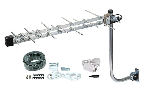 Image of SLx 18 Elements Loft & Outdoor TV Aerial Kit Ultra Compact Amplified MegaBooster Log Periodic Antenna Kit Digital TV 4K HD Compatible