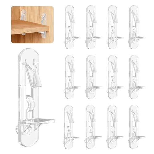 Image of Uniclife 28 Pcs Clear Plastic Cabinet Shelf Pegs, 6 mm Self-Locking Shelf Support Pegs Shelf Brackets for 20 mm Thick Shelves, Cabinet Shelf Clips Cabinet Shelf Pins for Wood Shelving