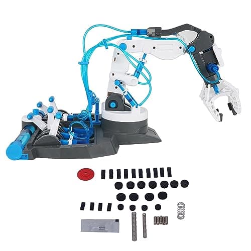 Image of aqxreight DIY Assembly Hydraulic Robot Arm Kit Hydraulic Mechanical Arm Toy Scientific Experiment Blue of Operati Robot ArmHydraulic KitDIY (101 blue)