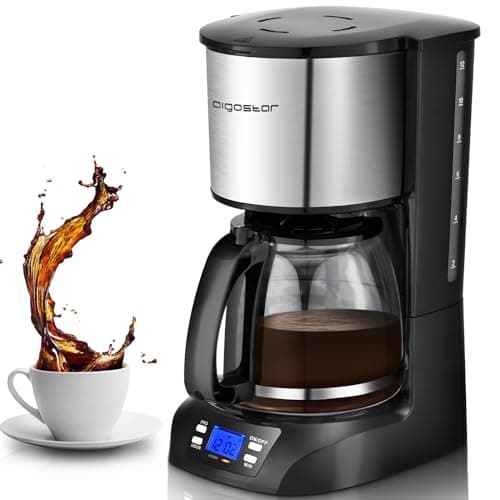 Image of Aigostar Programmable Drip Coffee Maker with 24-Hour Timer, 1.5L/12-Cup, Fast Brewing, 40-Min Keep Warm, Anti-Drip & BPA-Free, Wake to Fresh Coffee Daily - Benno