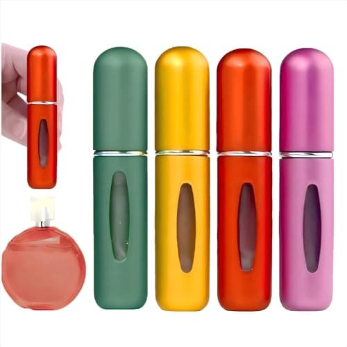Image of Travel Spray Bottle for Perfume – 5ml Leakproof Metal Atomiser, Bottom-Fill Refillable, Matte Metal Finish (Green/Gold/Red/Purple) for Gym, Airplane & Daily Use