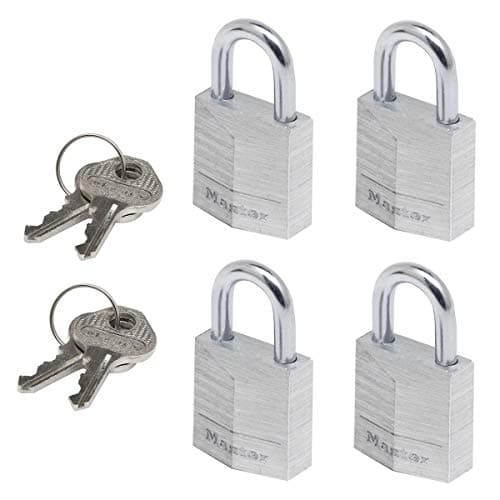 Image of MASTER LOCK 9120EURQNOP Small Padlocks [Keys] [Set of 4] [Simultaneous Locking] - Ideal for Backpacks, Luggage, Computer Bags and More