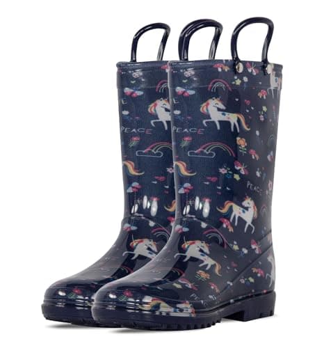 Image of A2Z 4 Kids Girls Rain Boot Non-Slip Waterproof Unicorn Themed Wellington Boot - Wellies Unicorn Bloom Purple 10 UK Child