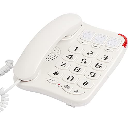 Image of Uvital Big Button Landline Phone With Speaker for Seniors Elderly, 3 One-Touch Memory and 10 Two-Touch Memory Speed Dials, Wall Mountable, White