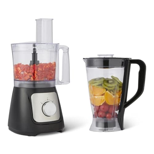 Image of Amazon Basics Food Processor and Blender Combo with 2 Speeds, 2.4L Bowl and 1.5L Jug, 800W, Black