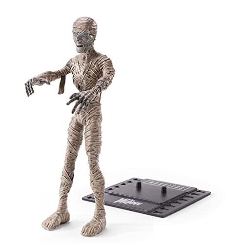 Image of The Noble Collection Universal Monsters Bendyfigs Mummy - 7.5in (19cm) Noble Toys Bendable Figure Posable Collectible Doll Figures With Stand