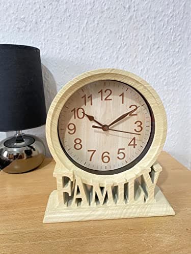 Image of Stunning Table Clock Vintage Family Non-Ticking Desk Clock Retro Mantel Clocks For Living Room Bedroom Shelf Fireplace Farmhouse Décor Gift (Cream)