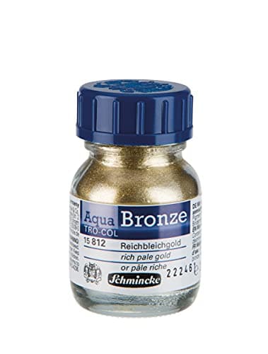 Image of Schmincke - Aqua-Bronze, rich pale gold, 20 ml, 15 812 032, shiny metallic effects on gouache and watercolour paintings, paper, cardboard, painting board, canvas