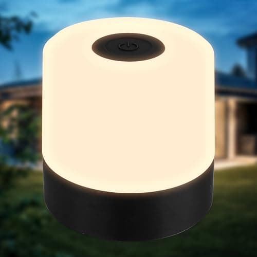 Image of B.K.Licht - Mini LED Table Lamp Wireless IP44 with Touch Phase dimmable, Rechargeable Battery, USB-C Cable, Bedside lamp, Decorative lamp, LED lamp, Outdoor lamp, Children's Room, 7x7 cm, Black