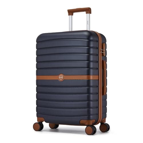 Image of Kono Medium Suitcase 24 inch Lightweight ABS + PC Hard Shell Trolley Case Travel Check in Luggage with 3 Digit Combination Lock Spinner Wheels (Navy/Brown)