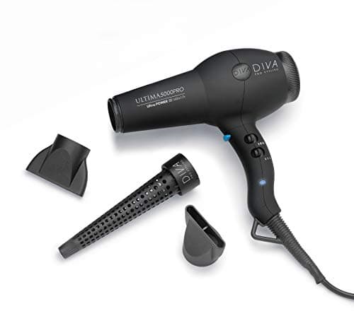 Image of Diva Pro Styling Ultima 5000 Pro Dryer, 2200W Professional Hairdryer with Ionic Conditioning, Black