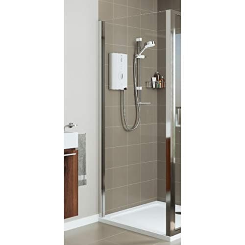 Image of Mira Leap Chrome Framed Shower Enclosure Side Panel 6mm Easy Clean Glass 760mm