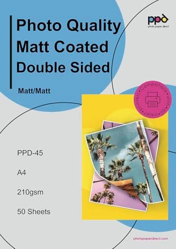 Image of PPD 50 Sheets A4 Matt Photo Quality Paper Double Sided Heavyweight 210gsm High Resolution PPD-45-50