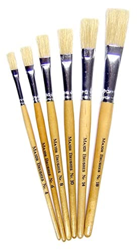 Image of Major Brushes Assorted Hog Bristle Short Flat Tip Brushes - Set of 6