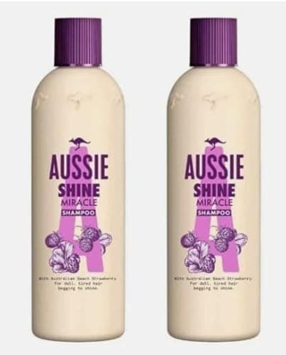 Image of x2 Aussie Miracle Shine Shampoo, Treatment for Dull Hair, Treat your Tired Hair Begging to Shine 250 ml (Pack of 2)