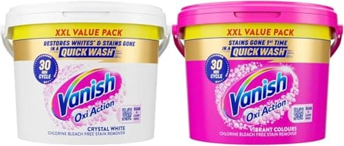Image of Vanish Gold Oxi Action Stain Remover Powder Pink 2.4kg + Gold Oxi Action Laundry Booster for Whites 2.4kg | Removes Tough Stains Even at 20° | Safe on Everyday Fabrics | White & Pink|