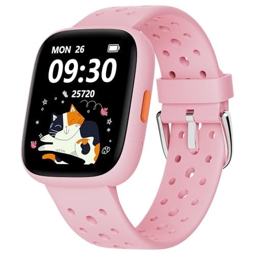 Image of BIGGERFIVE Smart Watch for Kids No APP No Phone Needed, 1.8" Fitness Tracker Watch Pedometer, Sleep Monitor, IP68 Waterproof, Step Counter, Puzzle Games for Girls Teens 5-16, Pink