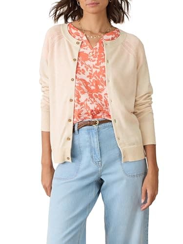 Image of White Stuff Women's Lulu Jumper - Long Sleeve Button Down Cardi - NAT White - Size 14