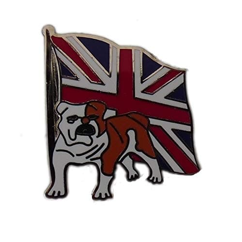 Image of The England Store British Bull dog Bulldog with Union Jack flag enamel British pin badge