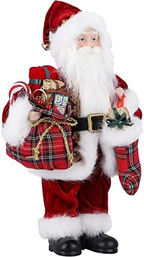 Image of Uten Deluxe Father Christmas Santa Claus Standing Figure With Gift Bag and Lists 12 Inch Xmas Ornament Home Decoration Christmas Figure