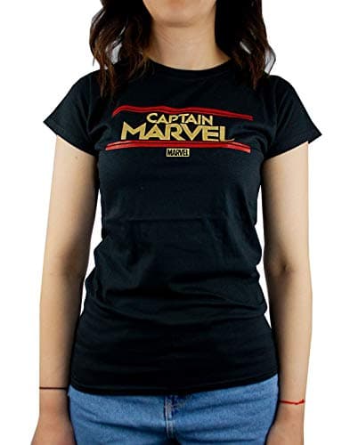 Image of Marvel Captain Marvel Letters Womens Black T-Shirt