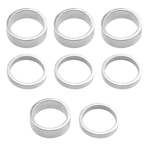 Image of EMSea 8Pcs Head Stem Spacer Replacement Head Tube Spacer Aluminum Alloy Headset Washer Bicycle Accessories Compatible with 25.4mm Front Stem Fork MTB/BMX/Mountain Bike Silver (4pcs 5mm & 4pcs 10mm)