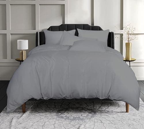 Image of sleepdove® LUXURY EGYPTIAN COTTON 200 COUNT BEDDING SETS DUVET COVER SET (QUILT COVER WITH PILLOW CASES (Double, Grey)