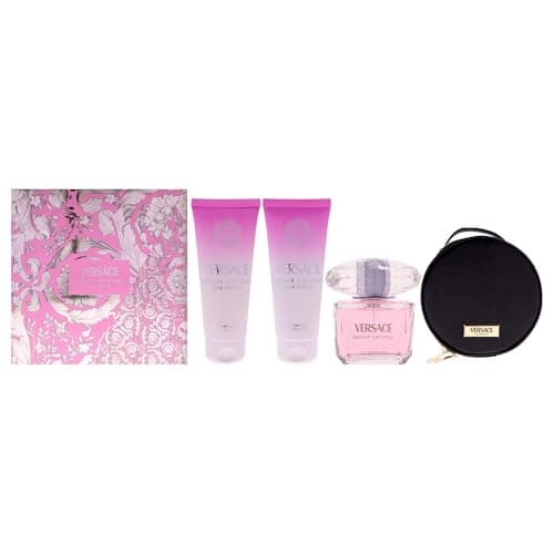 Image of Versace Bright Crystal Eau de Toilette Gift Set 2025-90ml EDT, 100ml Body Lotion, 100ml Shower Gel and Pouch