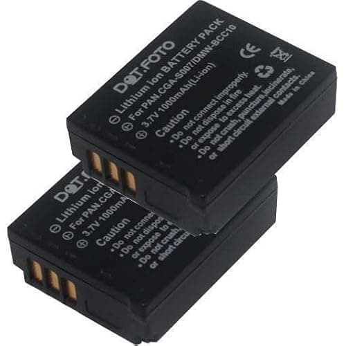 Image of 2 x Dot.Foto CGA-S007E, DMW-BCD10 Premium 3.7v / 1000mAh Rechargeable Battery for Panasonic Lumix DMC-TZ1 TZ2 TZ3 TZ4 TZ5 DMC-TZ11 DMC-TZ15 DMC-TZ50