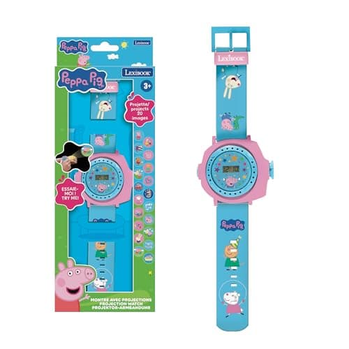 Image of LEXIBOOK, Peppa Pig, Adjustable Wristwatch with projections, Projects 20 Peppa Pig Images, Digital Screen, for Children, DMW050PP