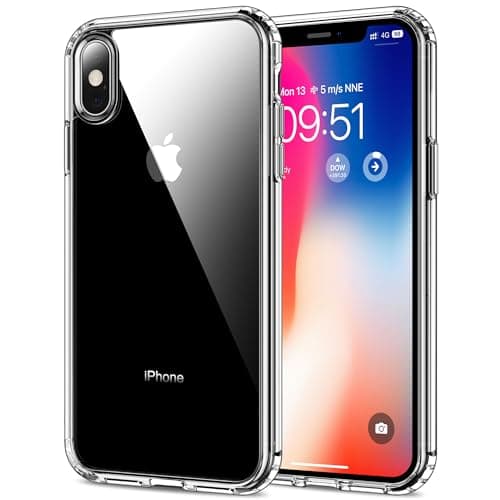 Image of HOOMIL for iPhone X and iPhone XS Case Clear [Anti-Yellowing] Anti-Scratch Transparent Hard Back and Soft Edge [Military Grade Drop Protection] Shockproof Phone Cover - Crystal Clear