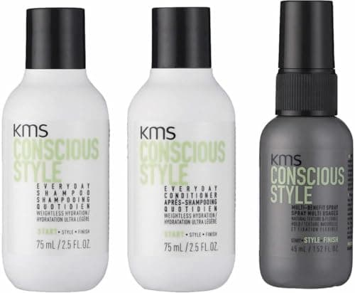 Image of KMS Conscious Style Travel Set with Shampoo 75ml, Conditioner 75ml, and Multi-Benefit Spray, 75ml