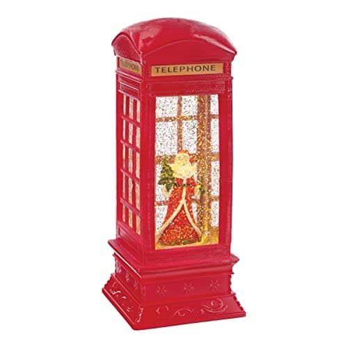 Image of The Christmas Workshop 71630 LED Santa Inside A Phone Box Indoor Christmas Decoration / 2 x Warm White LED Lights/Battery Operated / 10.5cm x 10.5cm x 26.5cm