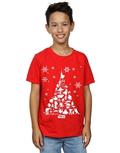 Image of Star Wars Boys Christmas Tree T-Shirt Red 7-8 Years