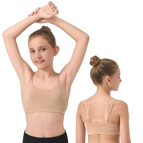 Image of Sanstrong Dance Gymnastic Ballet Sport Bras for Girls Seamless Nude Training Sport Underwear Bra for Children Teens