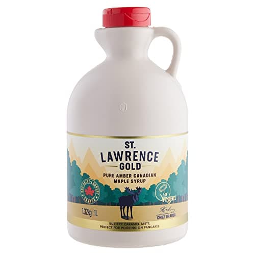Image of St Lawrence Gold 100% Pure Canadian Maple Syrup 1 Litre - Grade A, Amber - Rich, Caramel Butter Syrup for Pancakes, Waffles, Cooking and Glazing - Gluten Free, Vegan, Bulk Buy